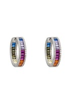 Latelita Judy Rainbow Baguette Creolen Ohrringe Silber 925 Sterlingsilber