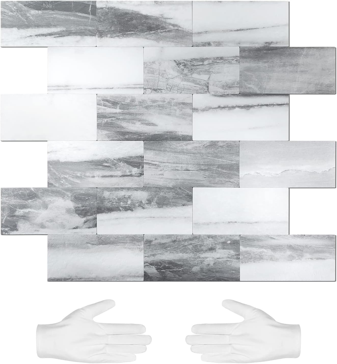 STICKGOO 10-Sheets Peel and Stick Backspalsh, Stick on PVC Wall Tiles, Gray Sky
