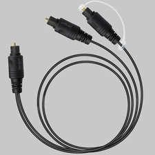 1x2 Digital Audio Splitter Cable, Toslink Fiber Optic 6ft 