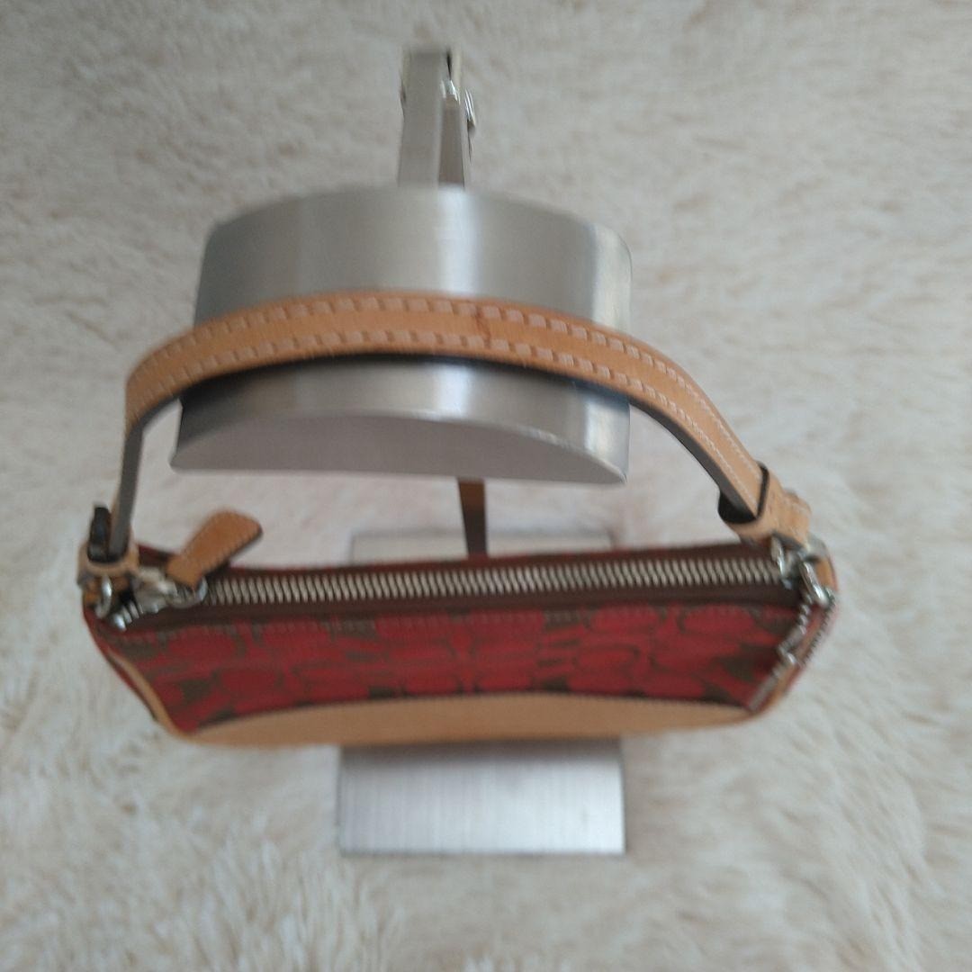 Coach 6094 Red Signature Canvas Leather Shoulder Hand Demi Mini