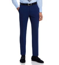 Hugo Boss Mens Slim fit Dress Pants 32 / 32 Navy Blue Solid Stretch