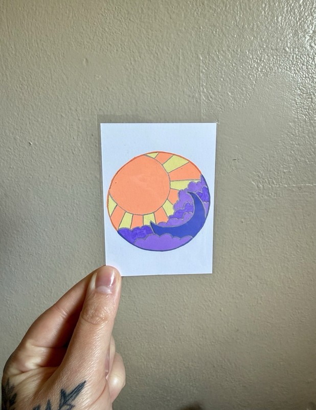 ACEO Original - sun and moon - acrylic marker - Curtizzm_art