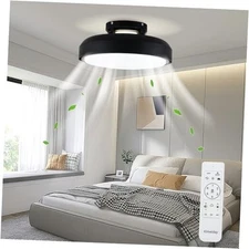 Modern Bladeless Ceiling Fans with Lights and Remote, 17.72IN A10-Black
