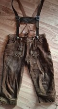 Orig. Ausseer Land Trachten Lederhose Gr 50 /L Geschirr Kniebundhose Mittellang