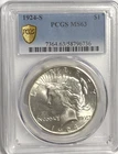 1924 S PEACE "PCGS GOLDHIELD MS63"-BEAUTIFUL/ HIGH POINTS/ HAIR /PEACE/EAGLE💥 ✅