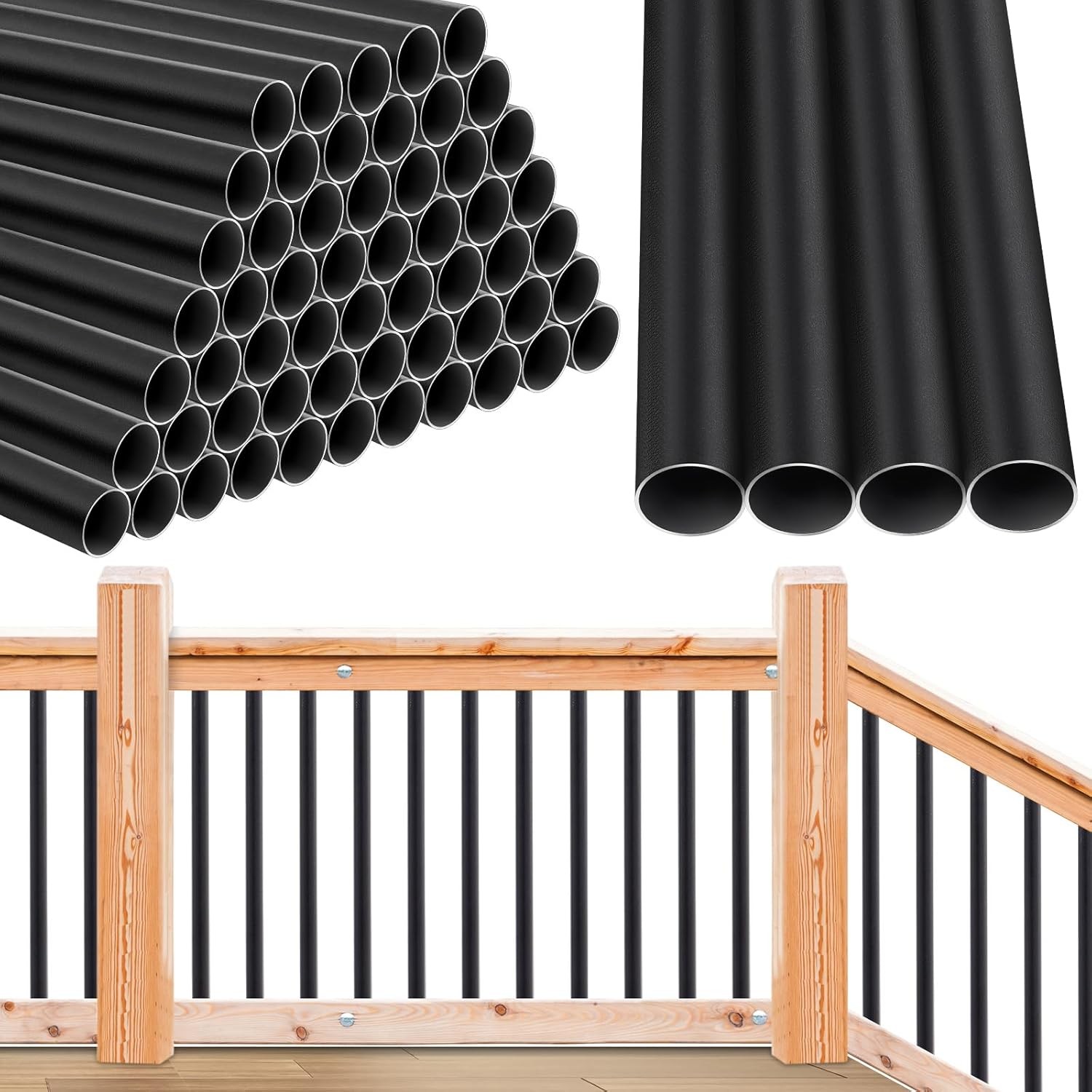 60 Pack 26-Inch Black Aluminum Deck Balusters 3/4-Inch Wide