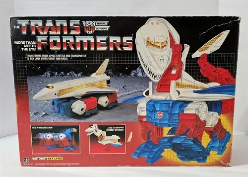 X-927 VINTAGE 1980'S HASBRO G1 TRANSFORMERS AUTOBOT SKY LYNX WITH BOX - WORKS!