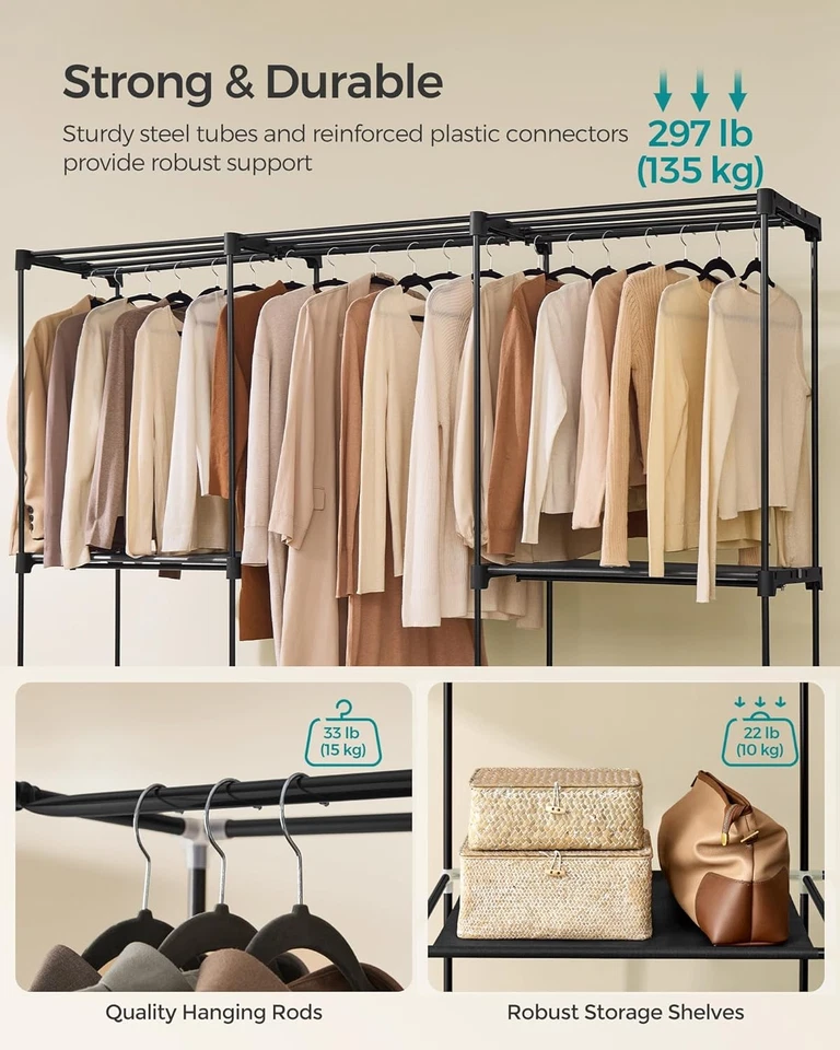 SONGMICS Armario Portátil, Organizador de Armario Independiente, Perchero con Estante Foto 3 de 4