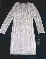 ADRIANNA PAPELL Women's Embellished Illusion Sheath Short Beaded Dress Size 10