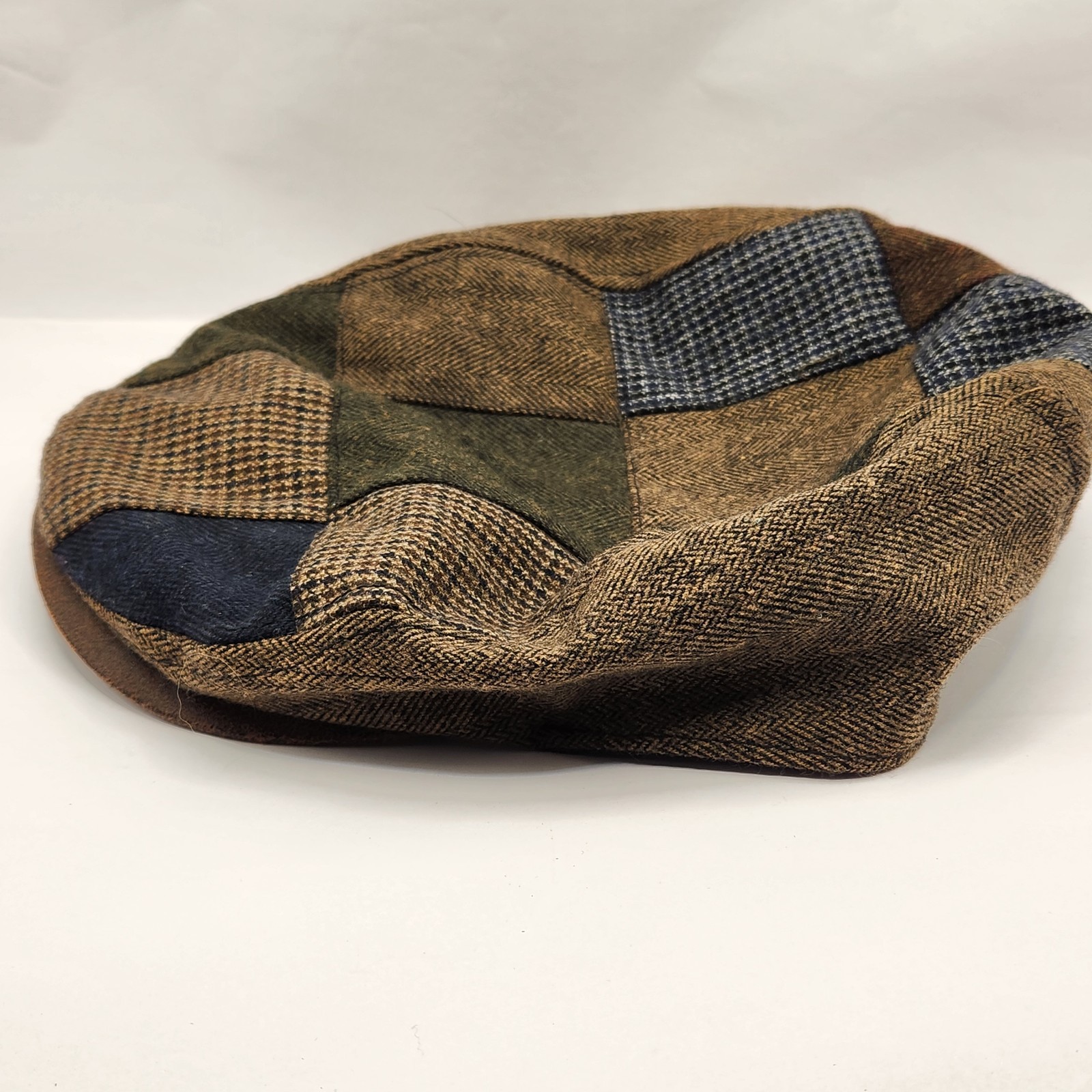 Wool Flat Cap DPC Checkered Patchwork Large XL Me… - image 2