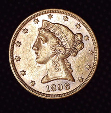 1898 P Liberty Head $5 Gold Half Eagle
