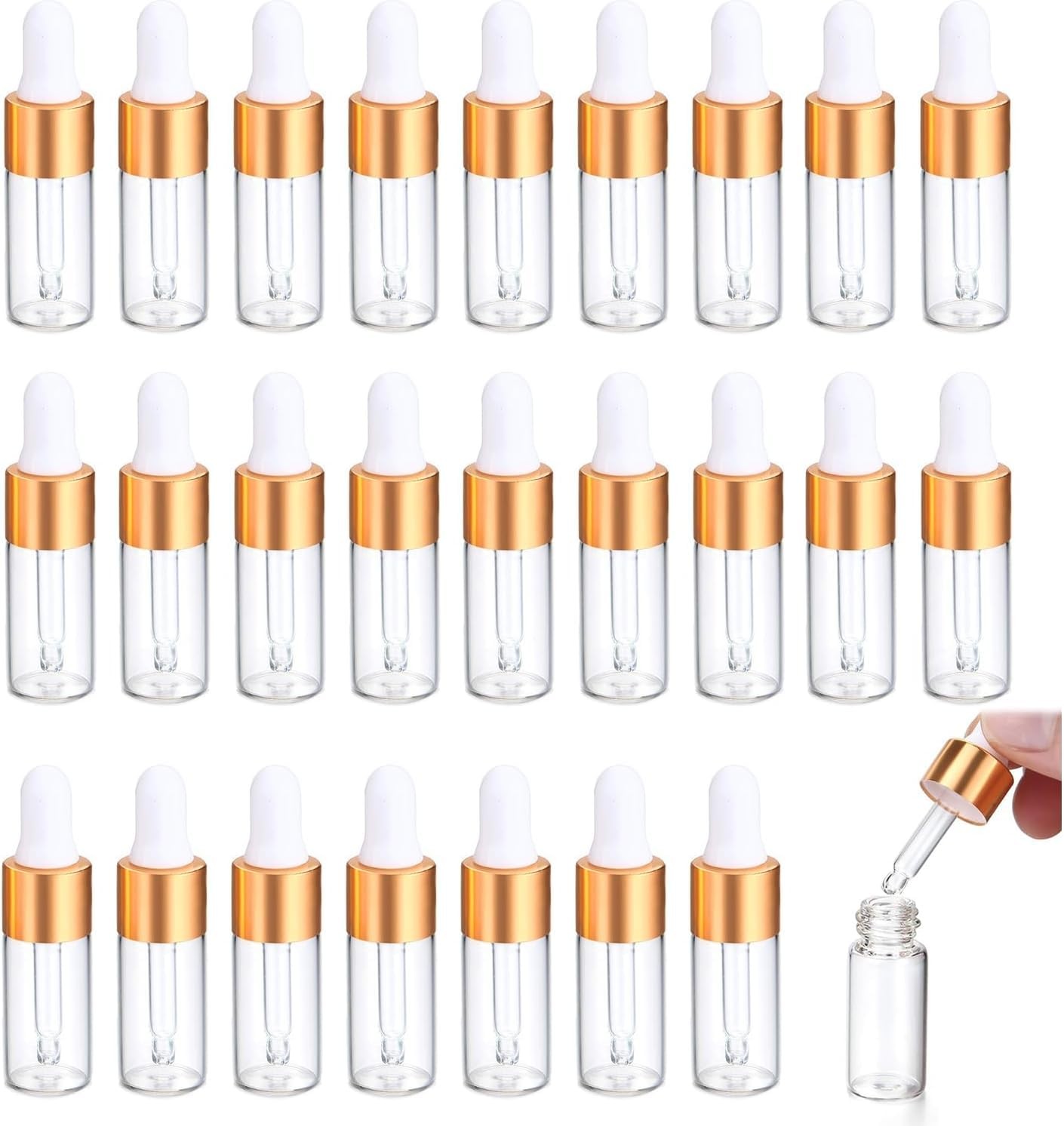 Flacons Comptegouttes 3ml en Verre Transparent Haute Clarté