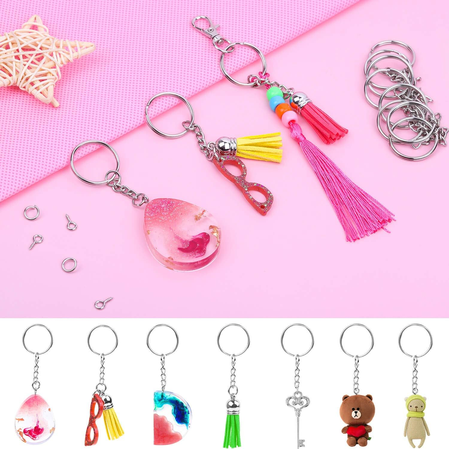 Keychains N Rings Audab 360Pcs Keychain Bulk, 120Pcs Keychain Rings with Chain and Open ...