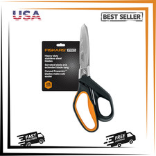 Fiskars Powerarc 8" Shop Shears, Heavy Duty Serrated Stainless Steel Scissors