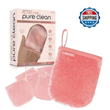 Finishing Touch Flawless Pure Clean Cleansing Makeup Removal Mitt Set Reusable