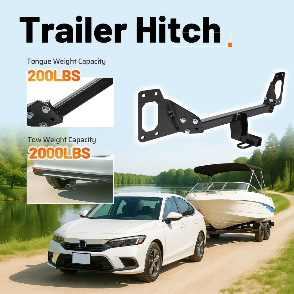 1.25" Receiver Trailer Hitch Class 1 For Honda Civic Exc Center Exhaust 16-25 - Image 4 of 4