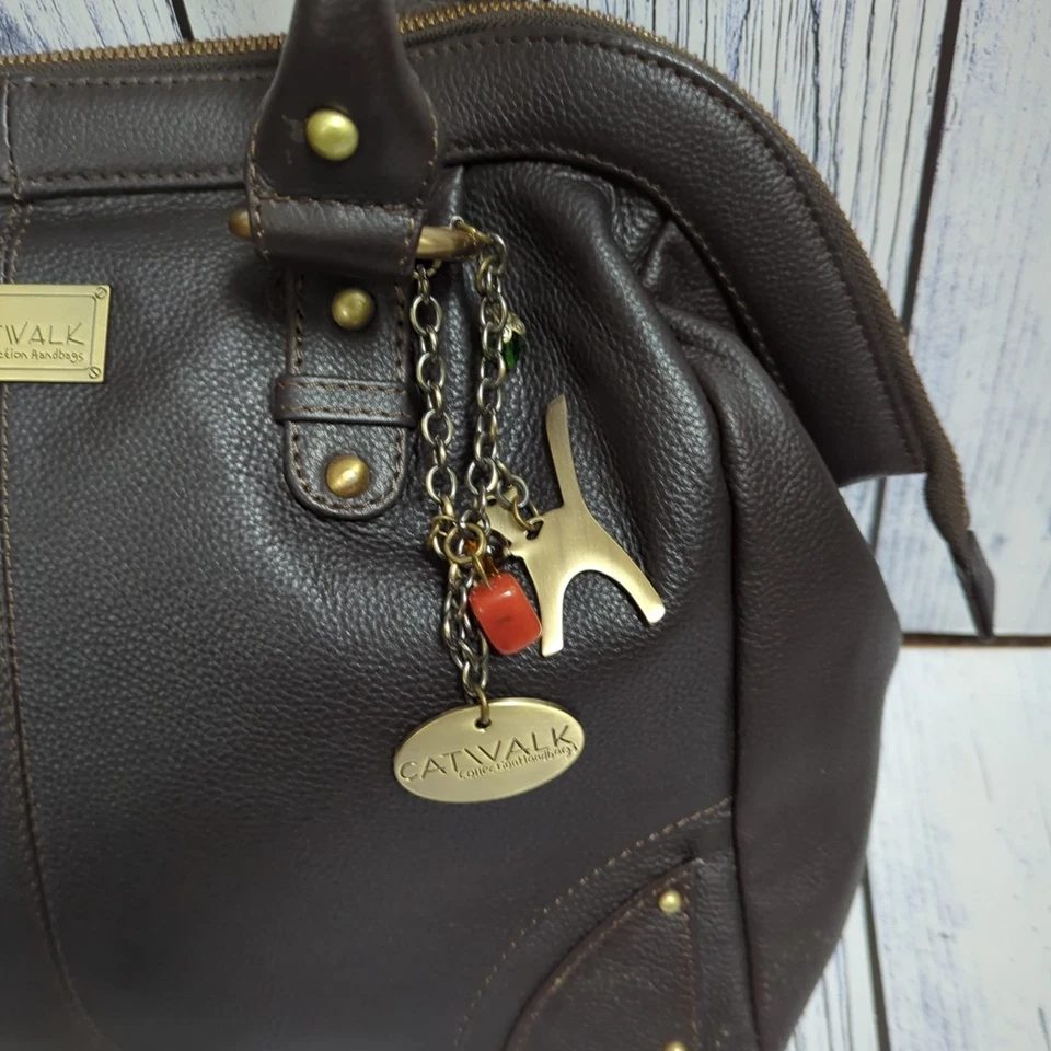 Catwalk Collection Arzttasche Echtleder Damen Handtasche braun  - Bild 3 von 4