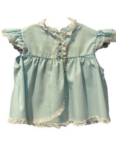VTG Frilly Lace Ruffle Button Blue Dress JCPenny Infant Girl Sz 12-18 mo