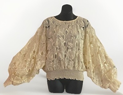 Miss It Vintage Layered M Ruffle Lace Floral Overlay Blouse Top Romance Lantern