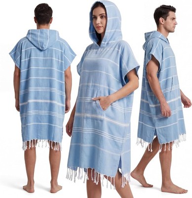 3 Pcs Large Turkish Towel Poncho Cotton Surf Poncho 47 x 71 Inch Hooded Changing