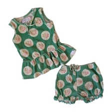Sweet Honey Girls 3T Lounge Set Green Floral Ruffle