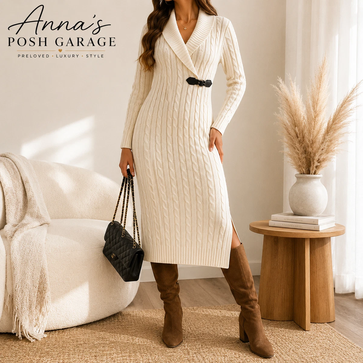 calvin klein women's cable knit sweater dress Ribbed Midi Sweater Dress