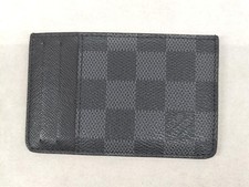Louis Vuitton N62666 Card Case Damier Graphite Black Card Holder Pass Case Used