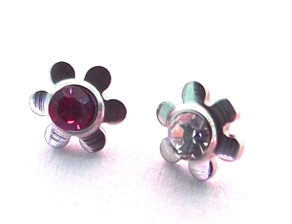 DCTATTOO 316L CZ GEM **DERMAL** PIERCING ANCHOR HEAD top -FLOWER- Choose Colour - UK!