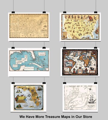 Pictorial Tourist Vacation Treasure Map for Florida Explorers Wall