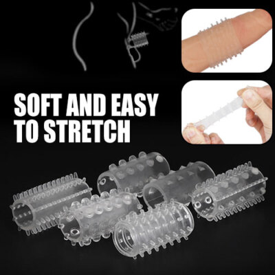 6PCS Penis Extender Girth Enhancer Realistic Sleeve Sheath Enlarger Condom  | eBay