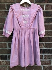 Kate Greenaway Frock Label Vtg Girls Dress Rose Pink 70's See Measurements