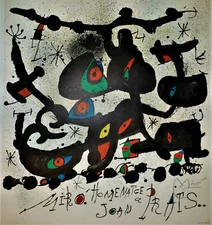 JOAN MIRO 1972 Lithograph HOMENATGE JOAN PRATS La Polígrafa Gráfica SEAL Signed