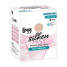 L'eggs Silken Mist Beautiful Tights Silky Sheer - Large - Nude - 2 pair