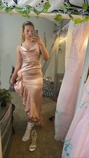 Pink Satin Ruffle Maxi Dress