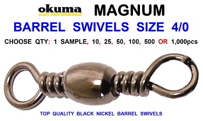 OKUMA BARREL SWIVELS GRÖSSE 4/0 BIG GAME BOOT MEER ANGELSCHNUR BRAID RIG FAST LINK