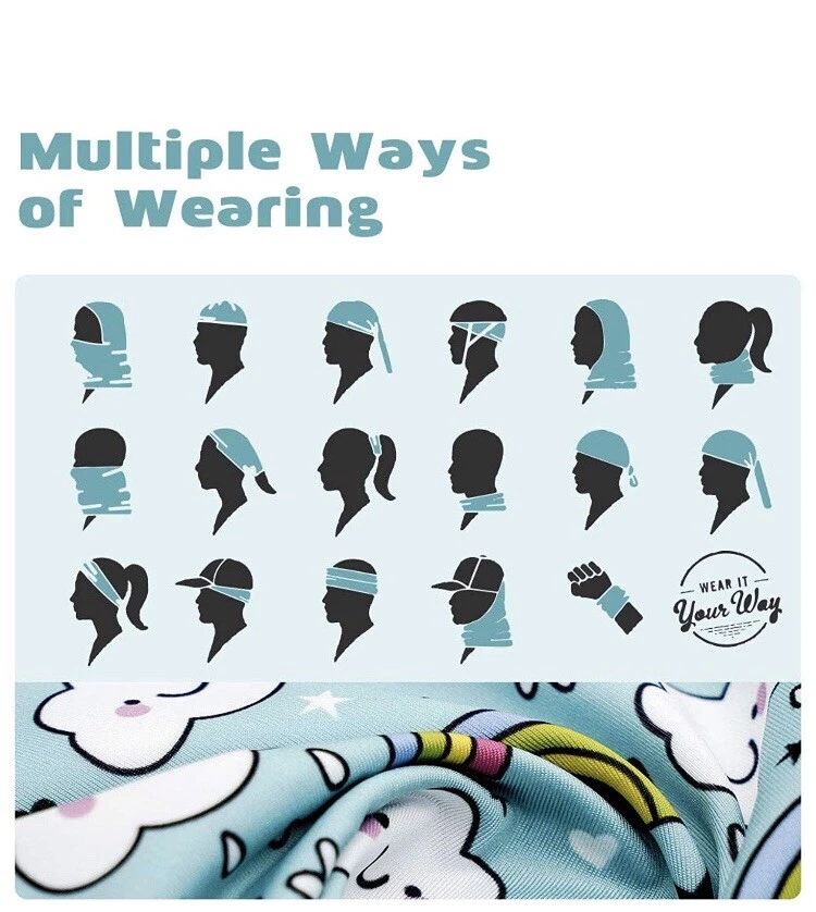 Kids Bandana Neck Gaiter Half Face Cover UV Protection Outdoor Essential Unisex - Image 3 of 4