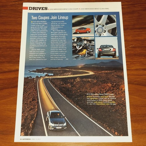 MERCEDES BENZ 2012 C63 AMG COUPE MAGAZINE PRINT ARTICLE AUTOWEEK AND C250 INFO - Picture 3 of 4
