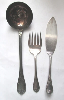Christofle Serving Set Ladel Fork Cake Cheese Server MARLY Silverplate Ladle - Bild 1 von 4