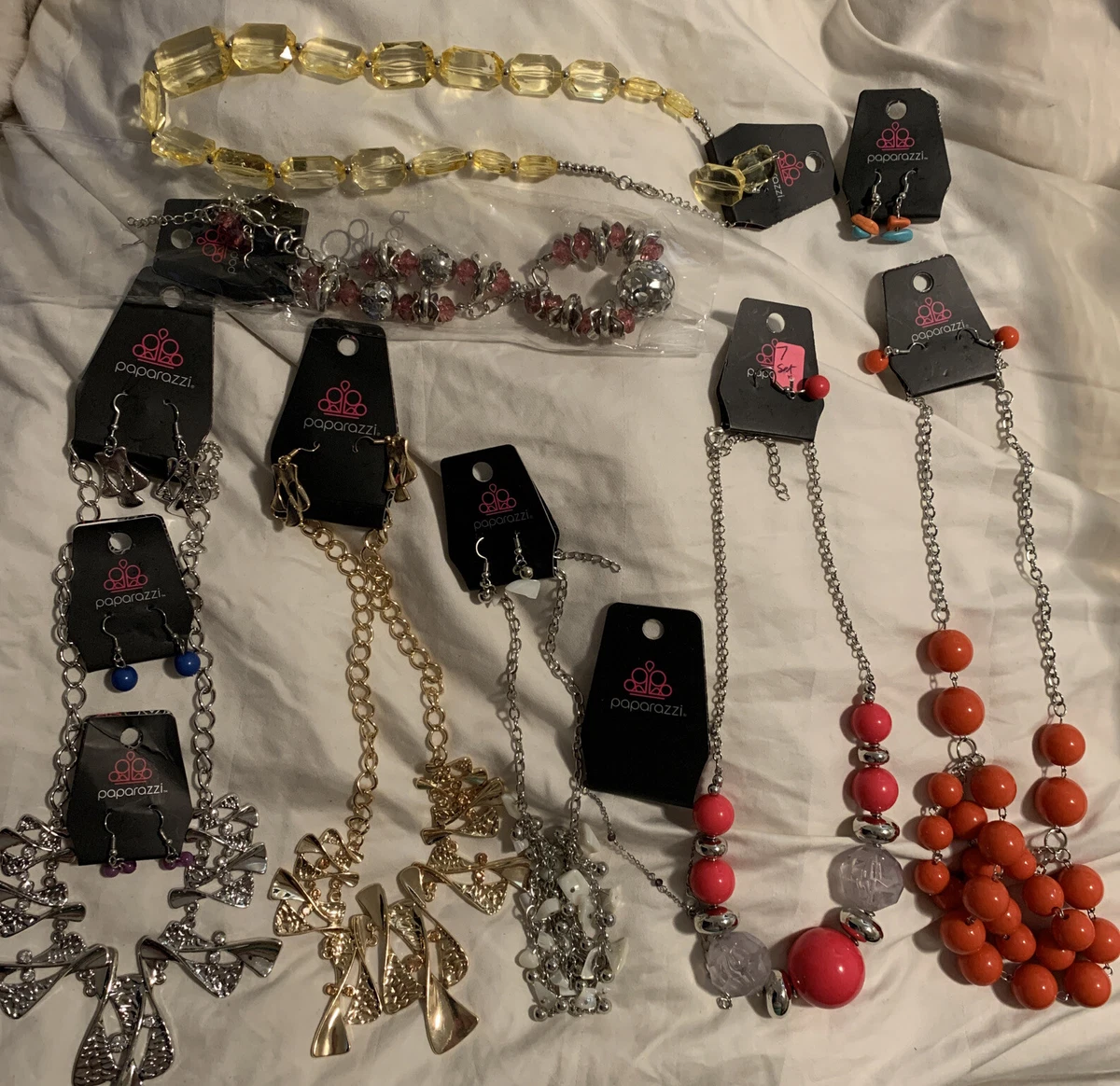 Paparazzi Jewelry Lot - Colorful Necklaces Bracelet Earrings Yellow Pink  Orange