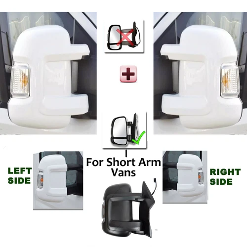 Wing Mirror Fits Peugeot Boxer 06-24 L & R White Wing Mirror Cover Protectors