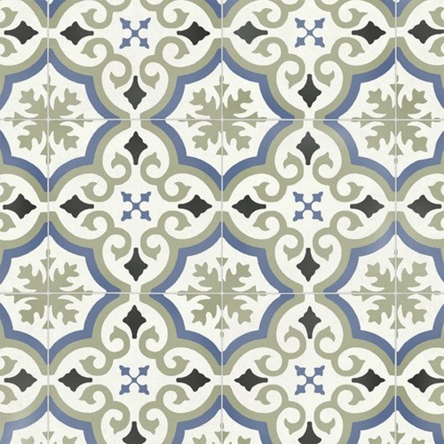 Blue & Green Victorian Tile Comet Vinyl Flooring Pattern Lino 2.8mm