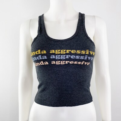 Wildfox Mandy Crop Tank Size S Black Sleeveless Kinda Aggressive Ribbed NEW