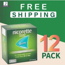 Nicorette ORIGINAL Flavour Gum 4 MG 210 Pieces-PACK OF 12
