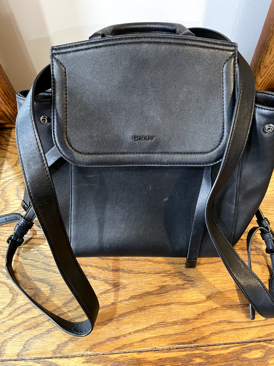 dkny leather backpack purse Women's Handbags Backpack,BLK/GOLD,large : Clothing, Shoes & Jewelry part of the Heart of NY collection dkny black leather backpack purse