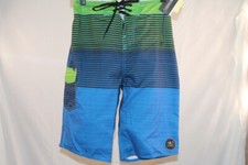 O'NEILL SWIM/SURF/BOARD SHORTS BLUE/BLACK/GREEN/YELLOW STRIPED size 30