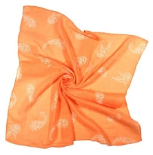 Unisex Cotton Square Bandanas Scarves 24x24 Paisley-Orange