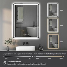 Spiegel Bad LED Badspiegel mit Beleuchtung 60x40cm Badezimmer Wand Licht Touch