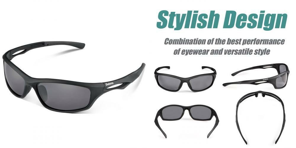 Duduma Polarized Sports Sunglasses for black matte frame with lens