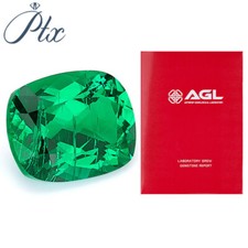 AGL Certified Lab Grown Columbia Emerald Long Cushion Shape VVS1 Excellent Gems