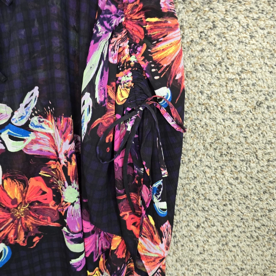 Blusa Lane Bryant Top Mujer Plus 14/16 Azul Marino Transparente Gasa Cuello Corbata Damas Foto 2 de 4